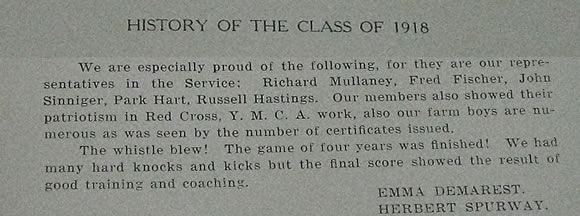 History of the class of 1918